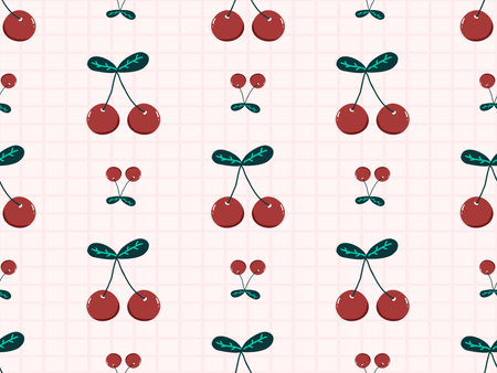 Cherry cartoon character seamless pattern on pink background
