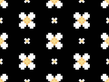 Flower cartoon character seamless pattern on black backgroundの写真素材