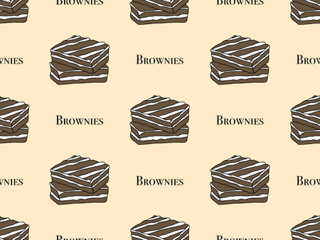 Brownies cartoon character seamless pattern on light backgroundの写真素材