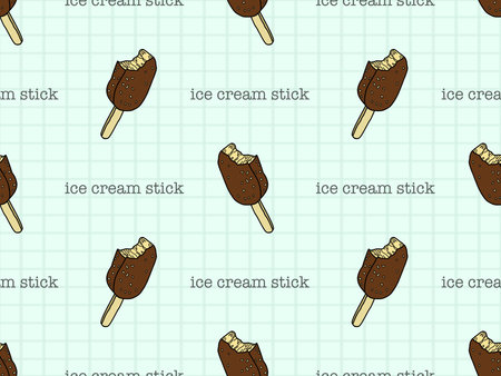 Ice cream stick cartoon character seamless pattern on light backgroundのイラスト素材
