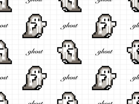 Ghost cartoon character seamless pattern on white backgroundのイラスト素材