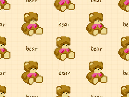 Bear cartoon character seamless pattern on light backgroundのイラスト素材