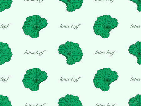 Lotus leaf cartoon character seamless pattern on green backgroundのイラスト素材