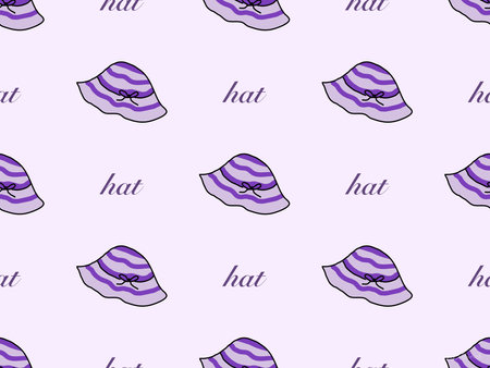 Hat cartoon character seamless pattern on purple backgroundのイラスト素材