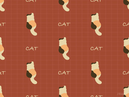 Cat cartoon character seamless pattern on brown backgroundのイラスト素材