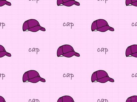 Cap cartoon character seamless pattern on pink backgroundの写真素材