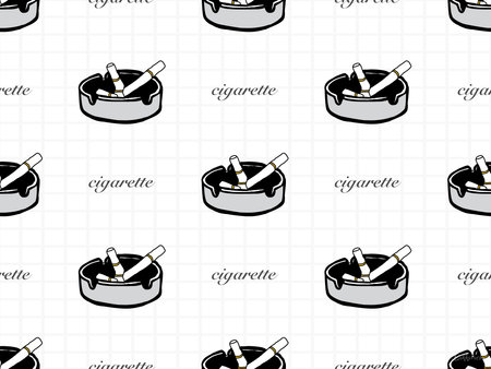 Cigarette cartoon character seamless pattern on white backgroundのイラスト素材