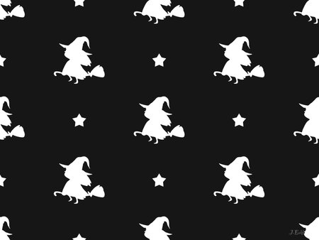 Witch cartoon character seamless pattern on black backgroundのイラスト素材