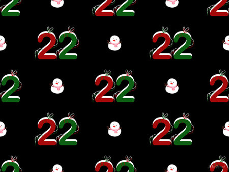 Christmas cartoon character seamless pattern on black background