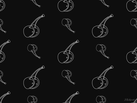 Cherry cartoon character seamless pattern on black background