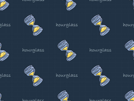 Hourglass cartoon character seamless pattern on blue background