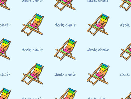 Deck Chair cartoon character seamless pattern on blue background