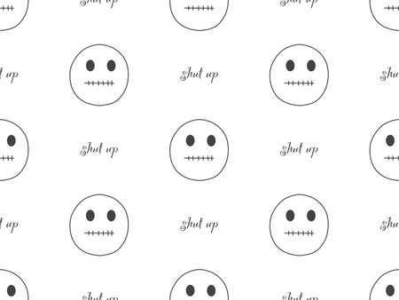Shut Up cartoon character seamless pattern on white backgroundのイラスト素材