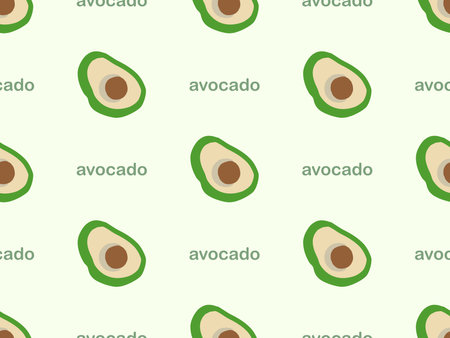 Avocado cartoon character seamless pattern on green backgroundのイラスト素材