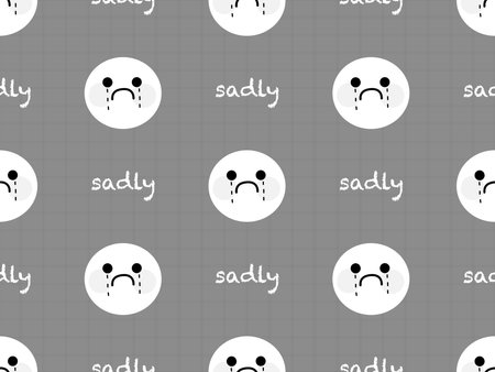 Sad emoji cartoon character seamless pattern on gray backgroundのイラスト素材