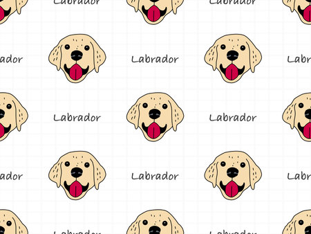 labrador cartoon character seamless pattern on white backgroundのイラスト素材