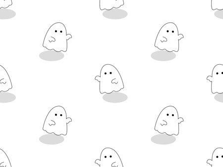 Ghost cartoon character seamless pattern on white backgroundのイラスト素材