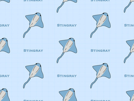 Stringray cartoon character seamless pattern on blue background