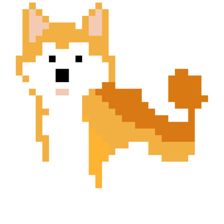 Shiba dog cartoon icon in pixel styleのイラスト素材