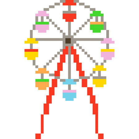 Ferris wheel cartoon icon in pixel styleのイラスト素材