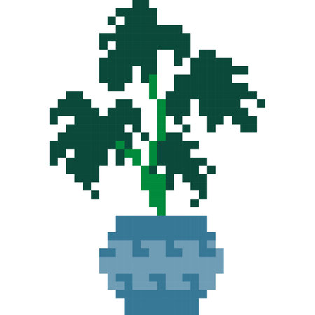 Plant cartoon icon in pixel styleのイラスト素材