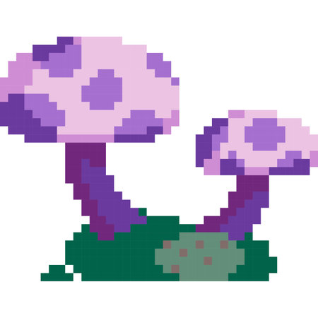 Mushroom cartoon icon in pixel styleのイラスト素材