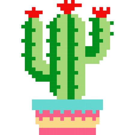 Cactus cartoon icon in pixel styleのイラスト素材
