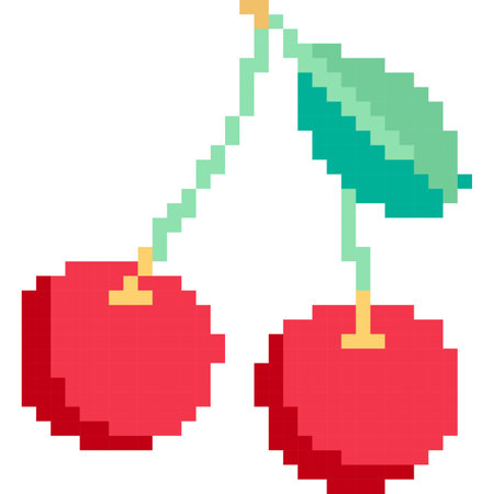 Cherry cartoon icon in pixel styleのイラスト素材