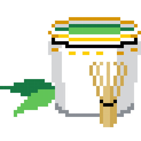 Green tea cartoon icon in pixel styleのイラスト素材