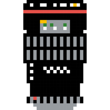 Camera lens cartoon icon in pixel styleのイラスト素材
