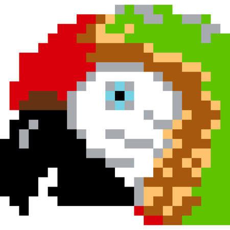 Parrot cartoon icon in pixel styleのイラスト素材