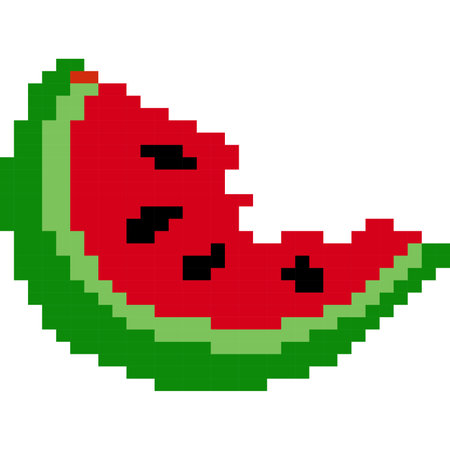 Watermelon cartoon icon in pixel styleのイラスト素材