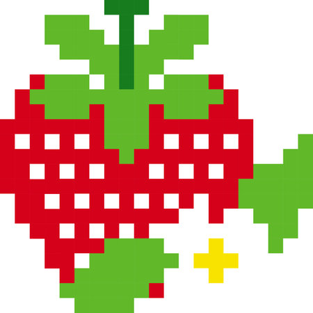 Strawberry cartoon icon in pixel styleのイラスト素材