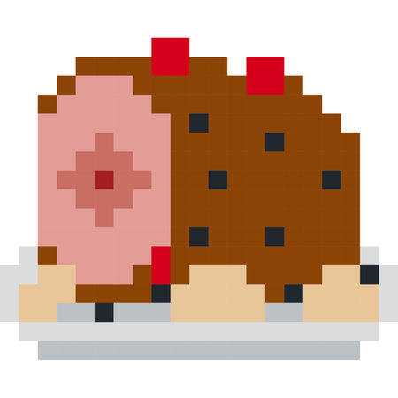 Ham cartoon icon in pixel styleのイラスト素材