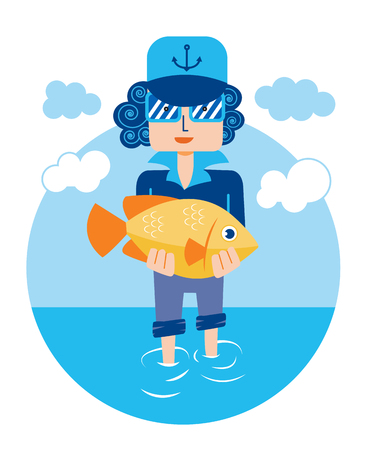 bream man sea fish vectorのイラスト素材