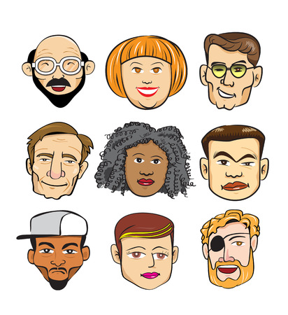 Diverse Cheerful People Faces Concept groupのイラスト素材