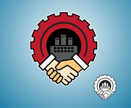 Service icon.  handshake sign and industrial ideaのイラスト素材