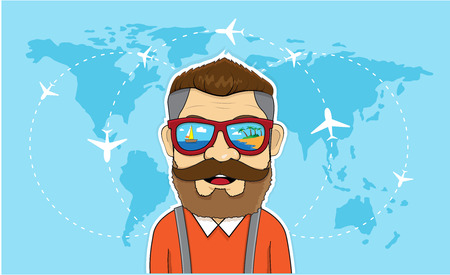 Around the world t plane beach holiday summerのイラスト素材