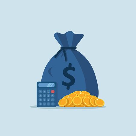 Money bag and gold coins,a pile of moneyのイラスト素材