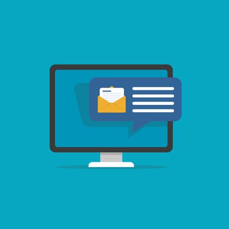 Email notification concept. New email on the computer screenのイラスト素材