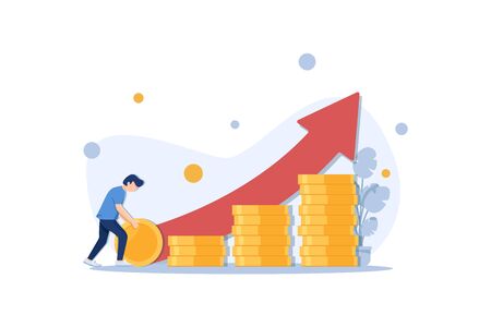 Investment and Analysis Money Cash Profits Metaphor,Employee or Manager Making Investing Plansのイラスト素材