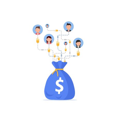 Funding from investors,Sharing economy concept, financial managementのイラスト素材