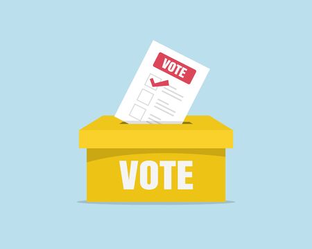 Puts voting ballot in ballot box. Voting and election conceptのイラスト素材