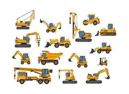 Big set of icons construction work. Building machinery.Special machines for the construction workのイラスト素材