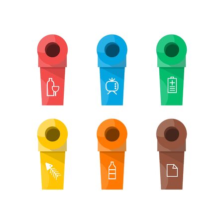 Collection of colorful separation recycle bin icon. Vector illustrationのイラスト素材