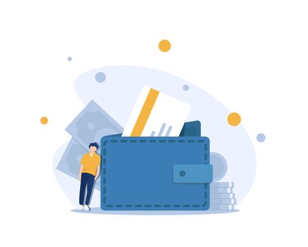 Creative concept of cash payment, money transaction,personal financial managementのイラスト素材