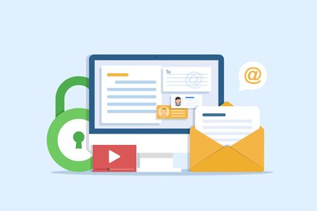 Email marketing campaign, newsletter marketing,flat design icon vector illustrationのイラスト素材