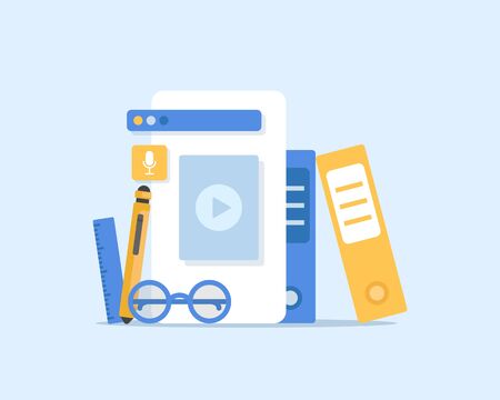 Online Education,Landing page template. Easy to edit and customizeのイラスト素材