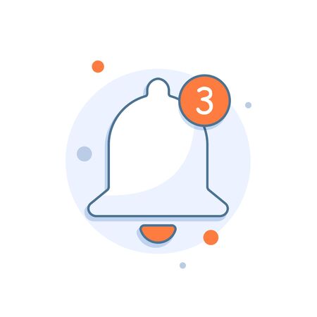 New Notification Icon. Bell flat illustration,flat design icon vector illustrationのイラスト素材
