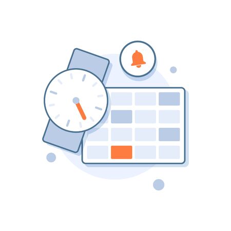 Clock and calendar notification, Finance calendar, flat design icon vector illustrationのイラスト素材